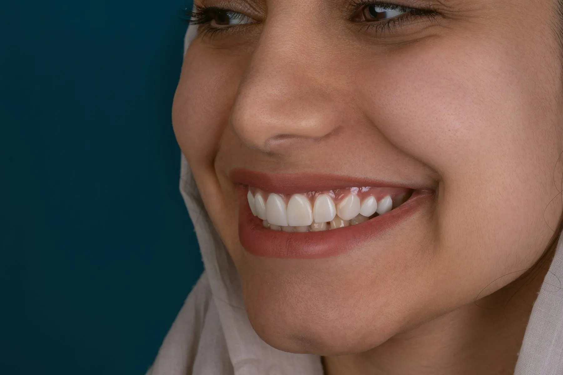 Patient smiling after orthodontic treatment